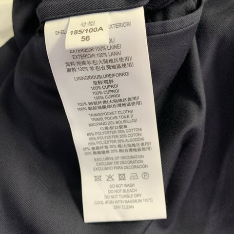 KENT & CURWEN Taille 40 Pantalon Droit Plissé en Sergé de Laine Bleu Marine