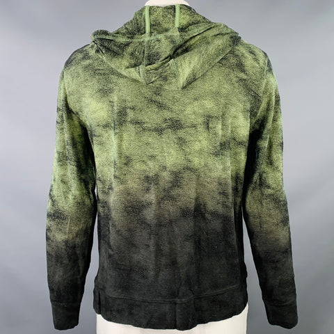JOHN VARVATOS Size L Green Black Abstract Ombre Cotton Hooded Zip Up Jacket