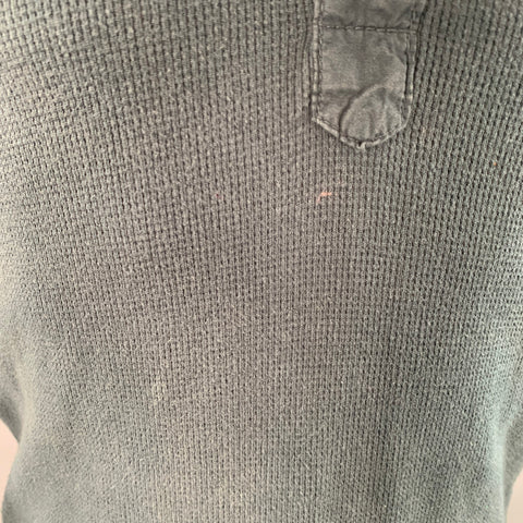 NICE COLLECTIVE Size M Green Waffle Knit Cotton Hoodie Sweatshirt