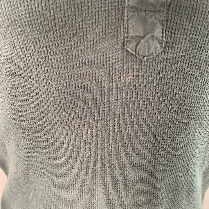 NICE COLLECTIVE Size M Green Waffle Knit Cotton Hoodie Sweatshirt