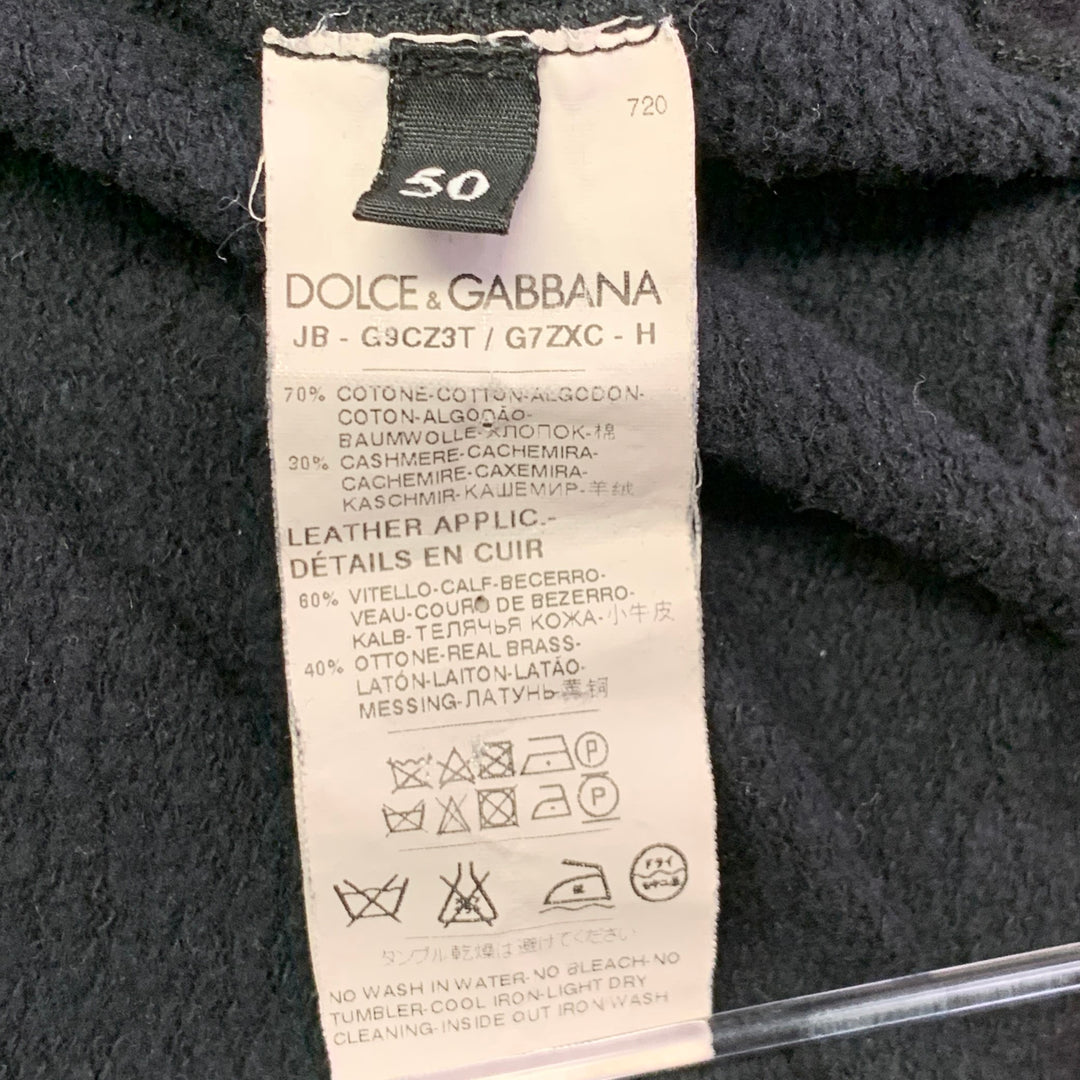 DOLCE & GABBANA Size M Black Gold Cotton Cashmere Hooded Sweatshirt
