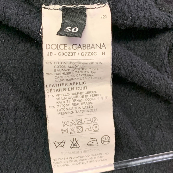 DOLCE & GABBANA Size M Black Gold Cotton Cashmere Hooded Sweatshirt