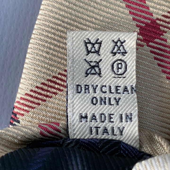 BURBERRY LONDON Nova Check Beige Red Black Plaid Silk Tie