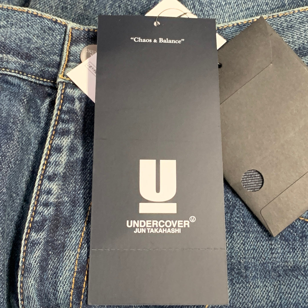 UNDERCOVER Size 30 Blue Multi Color Embroidery Cotton Relaxed Drop Crotch Jeans