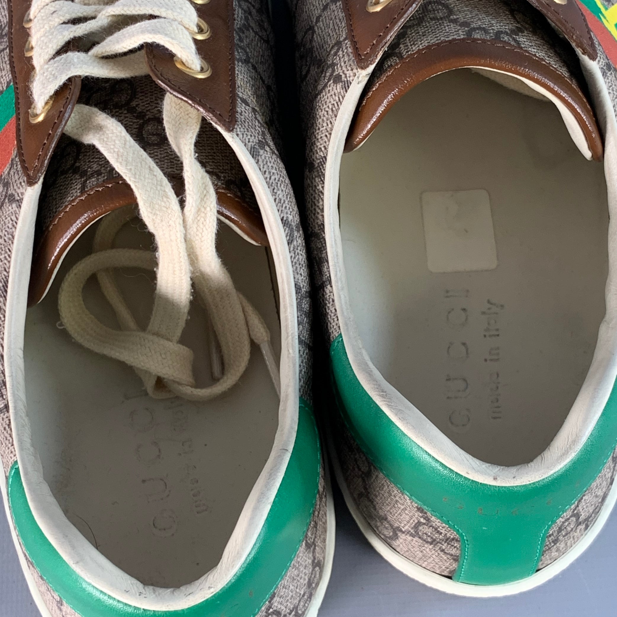 GUCCI Size 8 Fake/Not Brown Multi Color Monogram Canvas Low Top