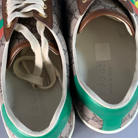GUCCI Size 8 Fake/Not Brown Multi Color Monogram Canvas Low Top Sneakers