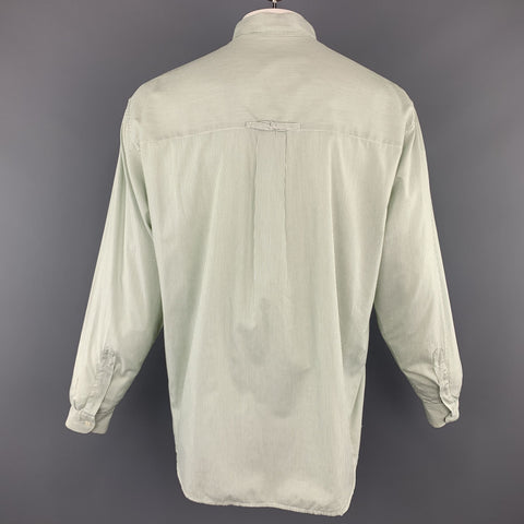 THE TAILORED MAN Size M Green Stripe Cotton Patch Pocket Long Sleeve Shirt