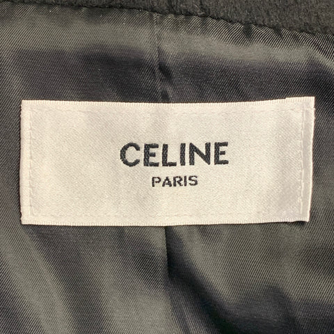CELINE Size L Black White Patch Cotton Hooded Varsity Jacket