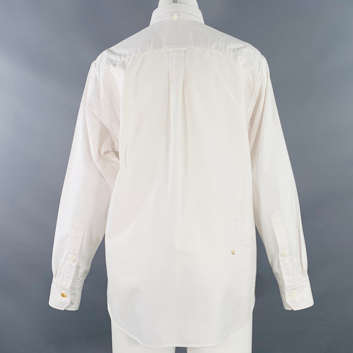 45rpm Size M White Cotton Button Down Collar Long Sleeve Shirt