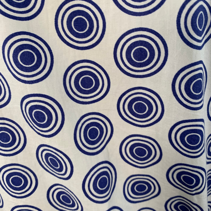 HUGO BOSS Size XL Blue White Circles Cotton Pointed Collar Short Sleeve Shirt