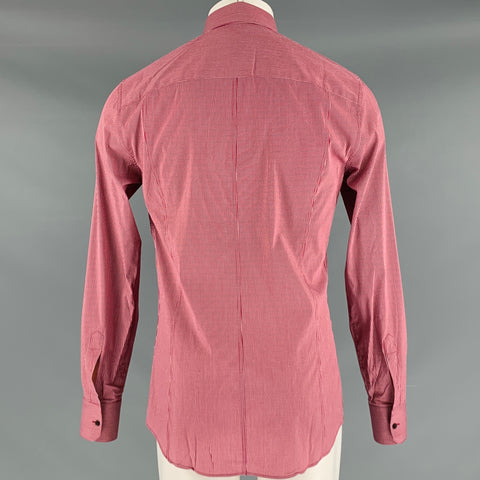 DOLCE & GABBANA Size M Red White Grid Cotton Button Up Long Sleeve Shirt