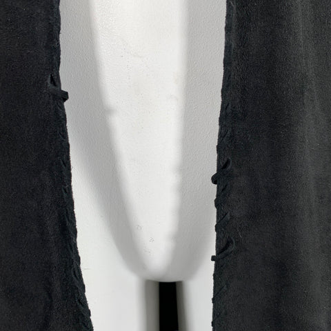 ELIE TAHARI Size L Black Lambskin Suede Hook Eye Closure Jacket