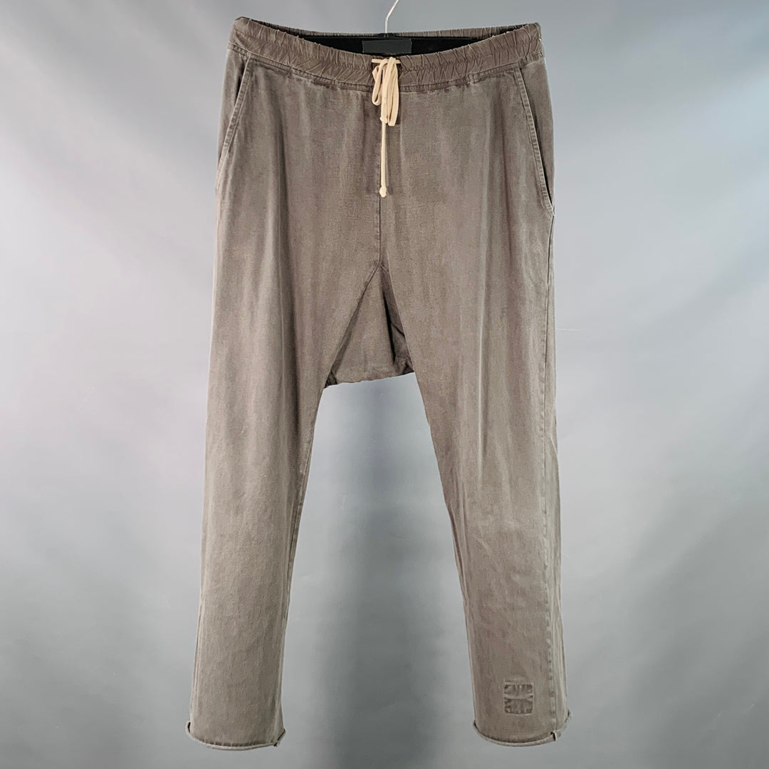 DRKSHDW Size S Grey Cotton Drop Crotch Drawstring Casual Pants