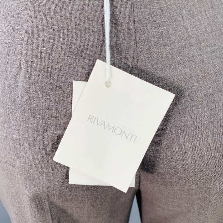RIVAMONTI Size 4 Brown Virgin Wool Silk Narrow Leg Dress Pants