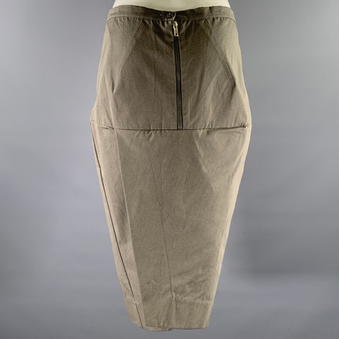RICK OWENS Size 8 Grey Cotton Mid-Calf Skirt