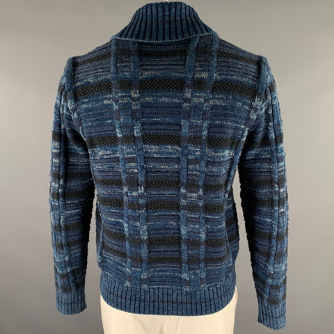 RRL by RALPH LAUREN Size L Navy Indigo Cable Knit Cotton Linen Wool Sweater