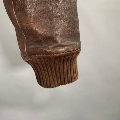 LUCKY BRAND Size M Brown Olive Leather Bomber Jacket