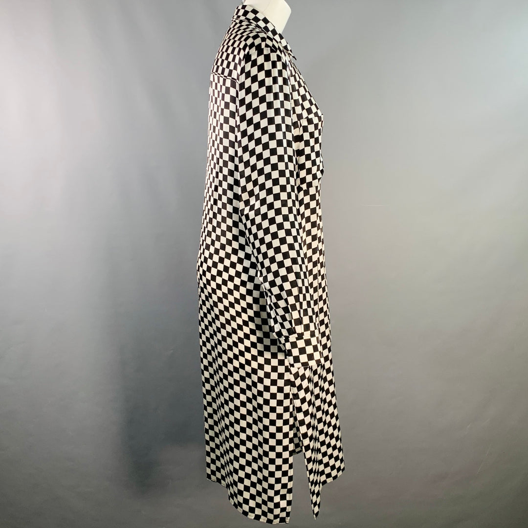 AMIRI Size S Black White Silk Checkered Two Pockets Shirt Dress