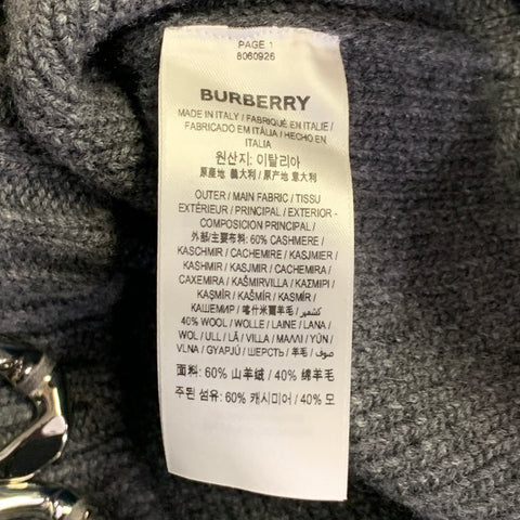 BURBERRY Taille XS Gris Ornements Cachemire Laine Pull Col Rond