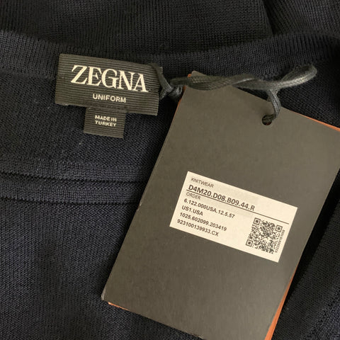 ZEGNA UNIFORM Size XL Navy Knit Wool Ribbed Vest