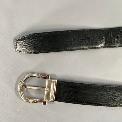 FERRAGAMO Size 40 Black Leather Belt