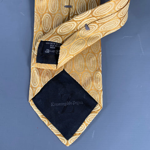 ZEGNA Yellow Gold Geometric Silk Tie