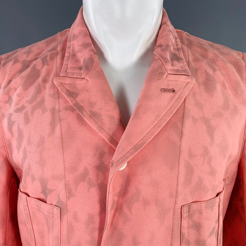 COMME des GARCONS SHIRT Size M Pink Grey Print Cotton Worker Jacket