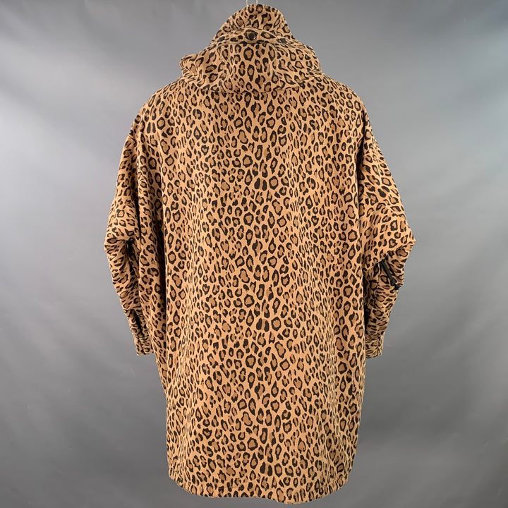 R13 Size S Tan Black Animal Print Oversized Hooded Parka Coat