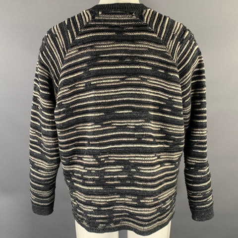 JAN-JAN VAN ESSCHE Size S Grey White Knit Linen Crew-Neck Sweater