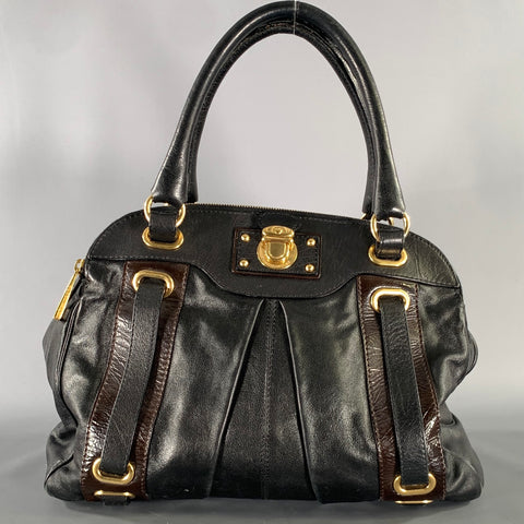 MARC JACOBS Black Brown Leather Satchel top Handles Handbag