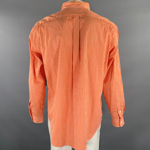 RALPH LAUREN Size XL Orange White Stripe Cotton Button Down Long Sleeve Shirt