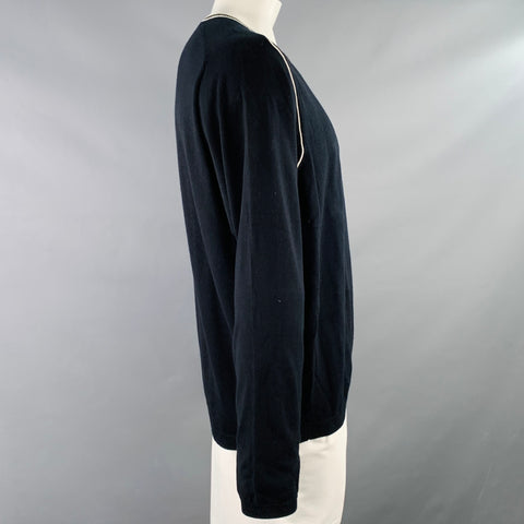 POLO GOLF Size XL Black White Contrast Trim Cotton Cashmere Wool Pullover