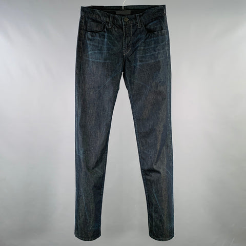 J BRAND Taille 32 Jean droit cinq poches en sergé de coton indigo Clean Kane