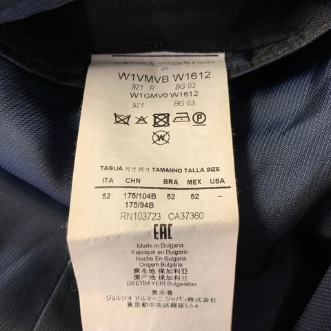 EMPORIO ARMANI Chest Size 42 Navy Heather Wool Notch Lapel 34 29 Suit