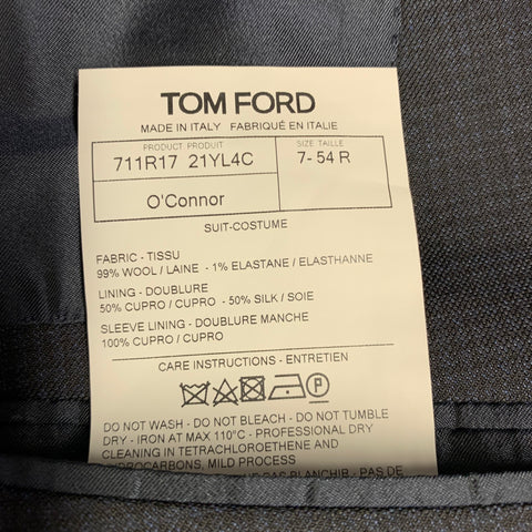 TOM FORD Size 44 Black Navy Checkered Wool Blend Sport Coat