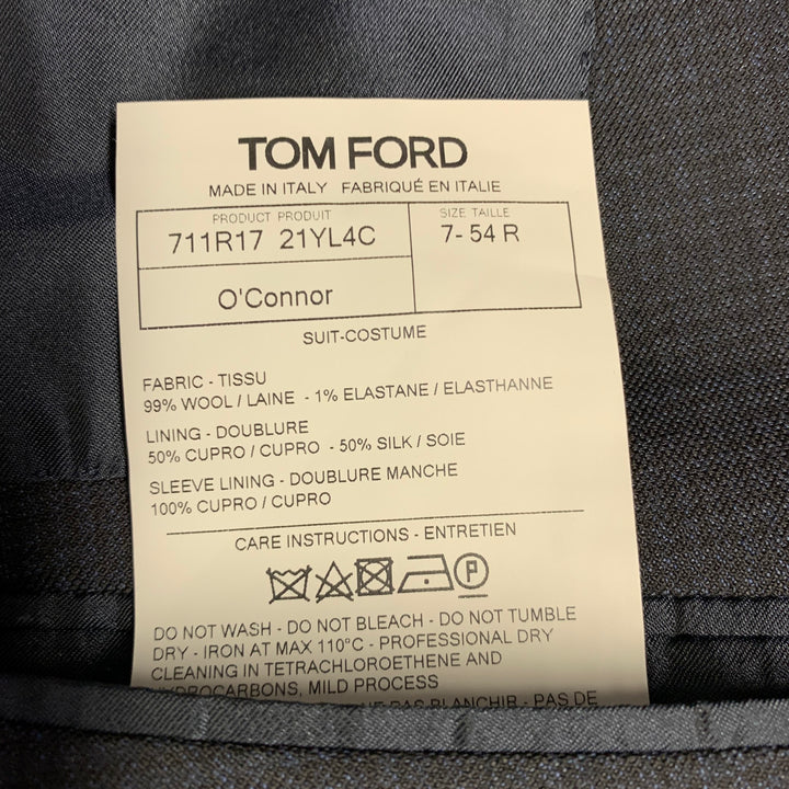 TOM FORD Size 44 Black Navy Checkered Wool Blend Sport Coat