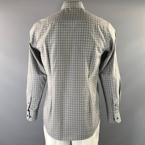 ETON Size 40 Grey White Plaid Cotton Button Up Long Sleeve Shirt