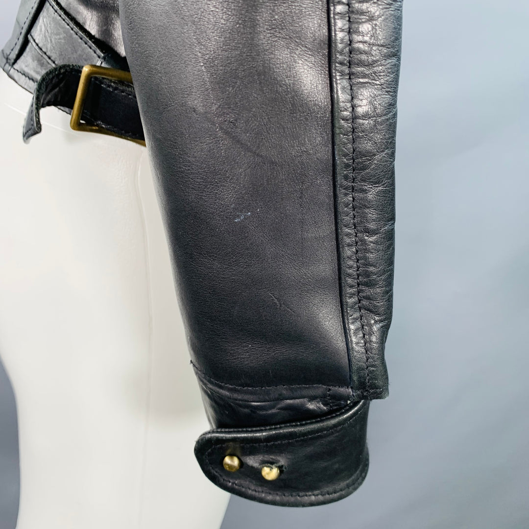 AL'S ATTIRE Size S Black Leather Studs Club Collar Jacket