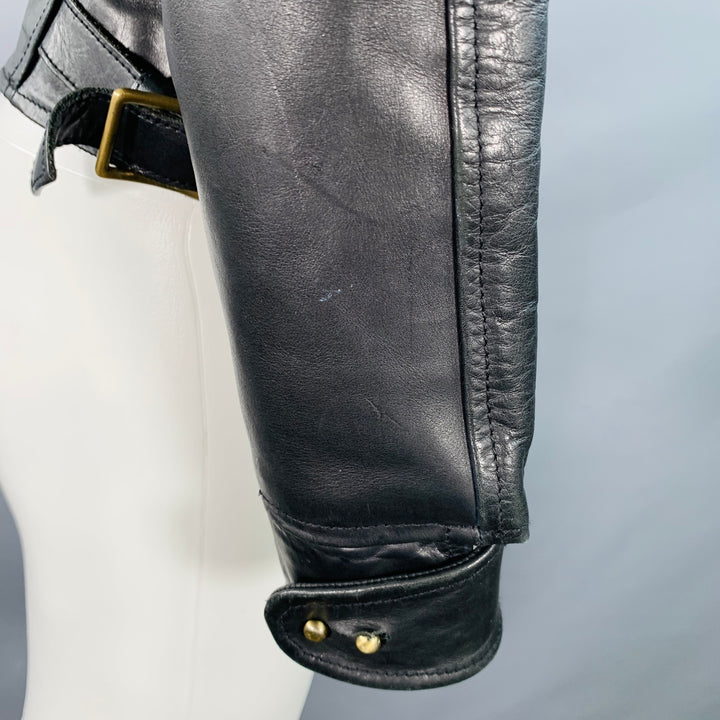 AL'S ATTIRE Size S Black Leather Studs Club Collar Jacket