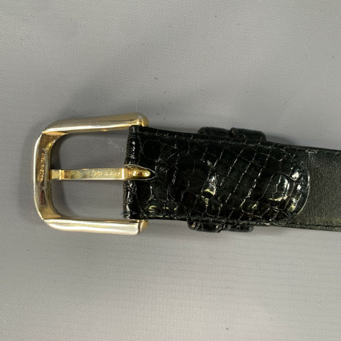 NO BRAND Black Embossed Leather Belt