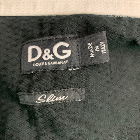 D&G by DOLCE & GABBANA Size XL Black White Two Toned Cotton Long Sleeve Shirt