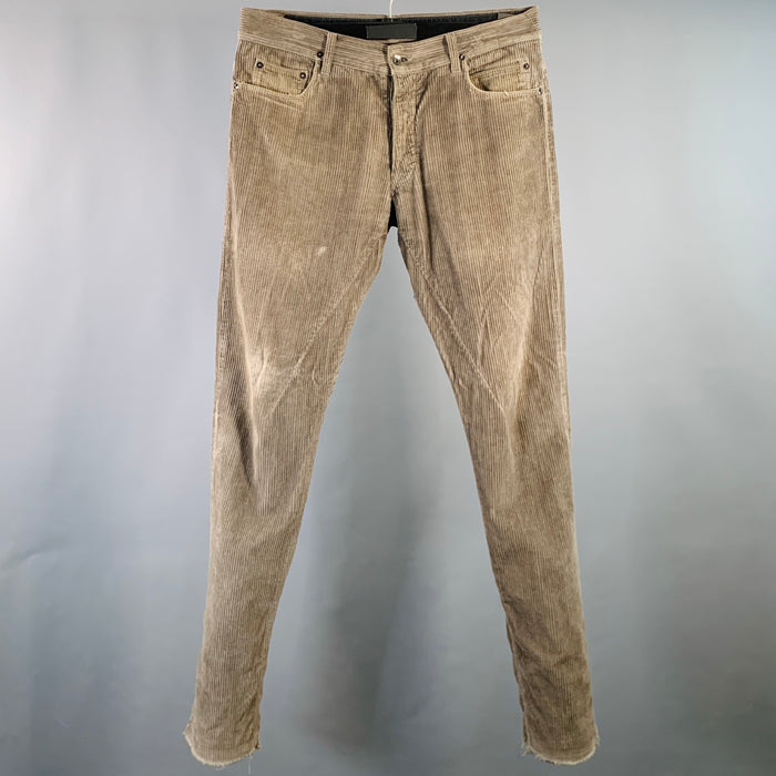 DRKSHDW Size 33 Brown Corduroy Cotton Straight Raw Edge Casual Pants