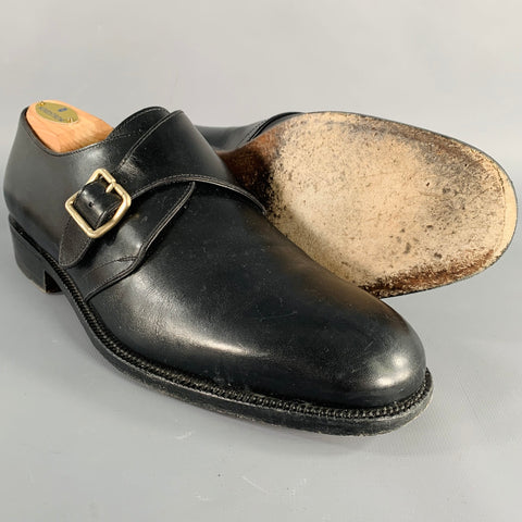 SALVATORE FERRAGAMO Size 8 Black Leather Monk Strap Loafers