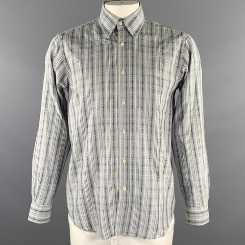 MISSONI Size L Grey Multi-Color Zig Zag Stripe Long Sleeve Shirt
