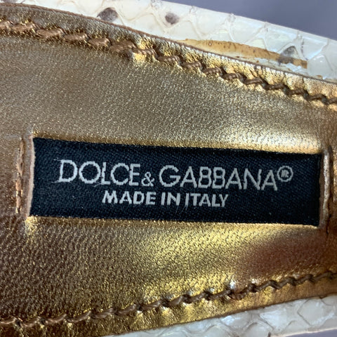 DOLCE & GABBANA Size 6.5 Beige Brown Snakeskin Leather Slingback Pumps