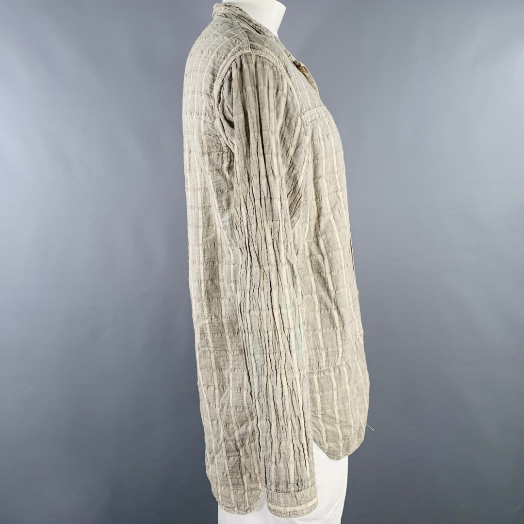 TENDER CO. Size L Grey Window Pane Cotton Patch Pockets Long Sleeve Shirt