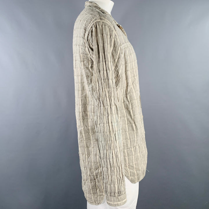 TENDER CO. Size L Grey Window Pane Cotton Patch Pockets Long Sleeve Shirt