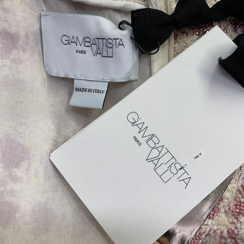 GIAMBATTISTA VALLI Size 4 Cream Pink Cotton Blend Houndstooth A-Line Dress