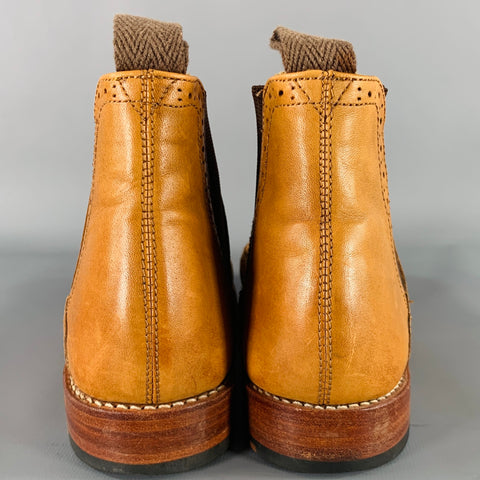 GRENSON Size 7 Beige Leather Perforated Wingtip Chelsea Boots