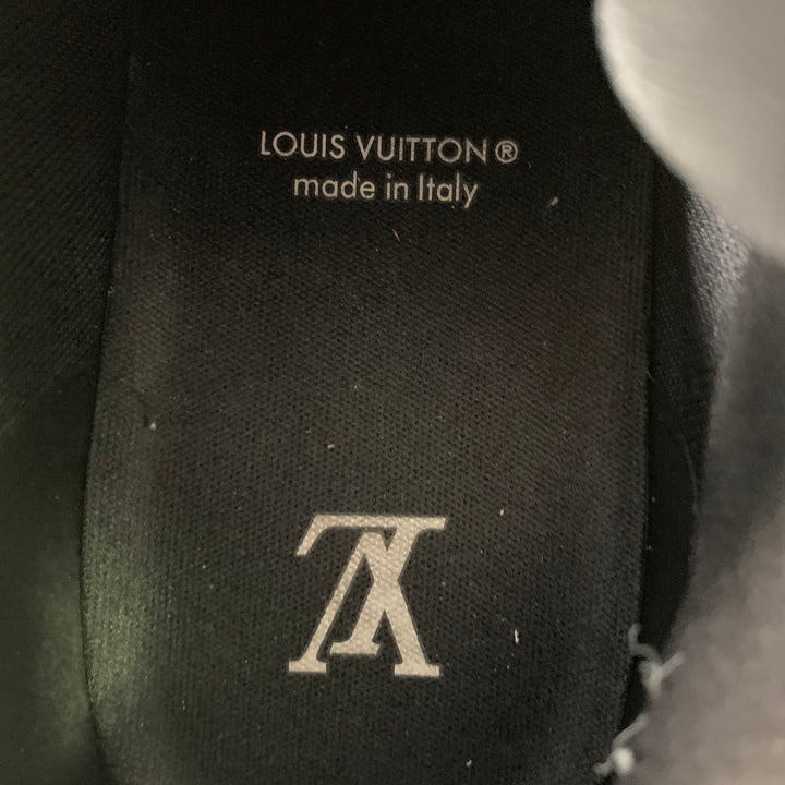 LOUIS VUITTON Size 9.5 Black White Monogram Leather Rubber Sole Sneakers